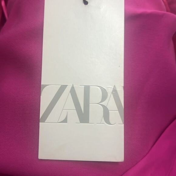 ZARA HOT PINK SATIN NWT KNOT FRONT MINI DRESS SIZE‎ M - Picture 6 of 10